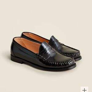 JCREW Winona Black Spazzolato Leather Loafers